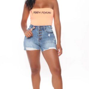 Short Stack Distressed Denim Shorts - Medium Blue